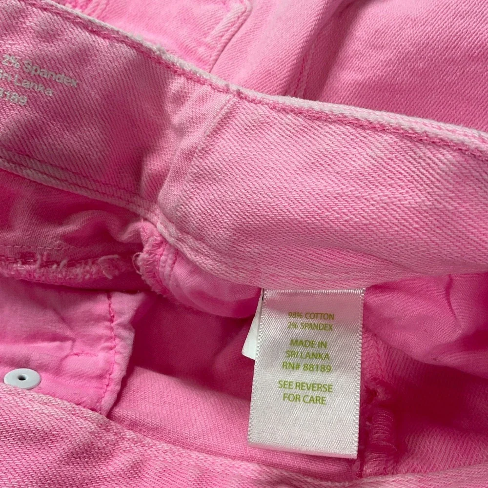 Lilly Pulitzer Worth Skinny Mini Pink Denim Shorts Raw Hem‎ Womens Size 8